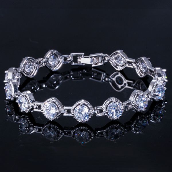 Браслет очарования Multicolor AAA Cubic Cubic Zirconia Braclets белый рубин фиолетовый зеленый изумрудные медные крисатальные серебряные браслеты ювелирные изделия браслеты для подростков девушки женщины подарок