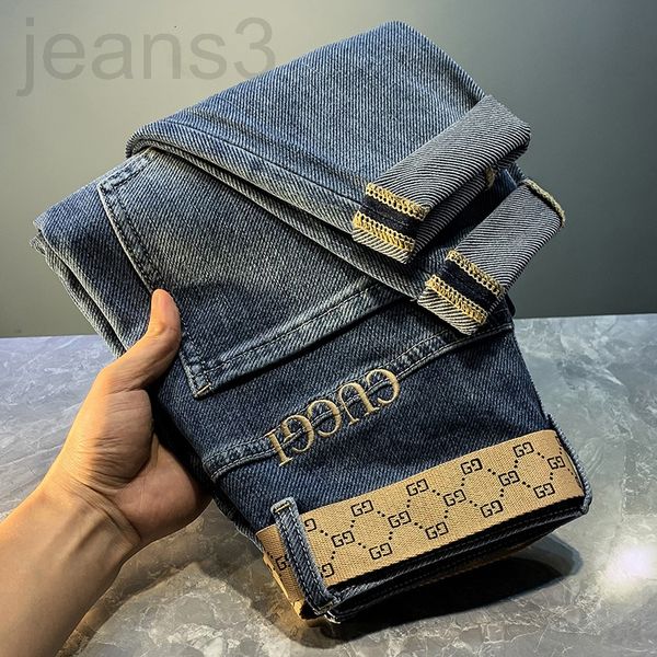 

men's jeans designer chaopai spring 2022 ins korean version embroidered men's blue jeans harlan slim leggings 5cvy