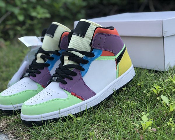 

shoes jumpman 1smen women mid color stitching luxury designer banned bred toe chicago