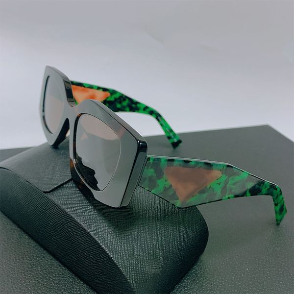 

Shiny emerald Leopard print sunglasses Symbole triangulo SPR15Y men green gafas de sol glasses square frame designer woman protection acatate Party glass with case