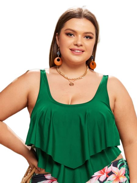 

plus layered hem bikini e4a9#, Black