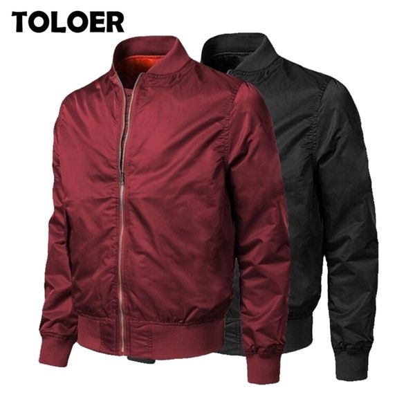 

2 piece men bomber jacket autumn thin slim long sleeve baseball jackets windbreaker zipper jacket pilot coat male brand outewear 201127, Black;brown