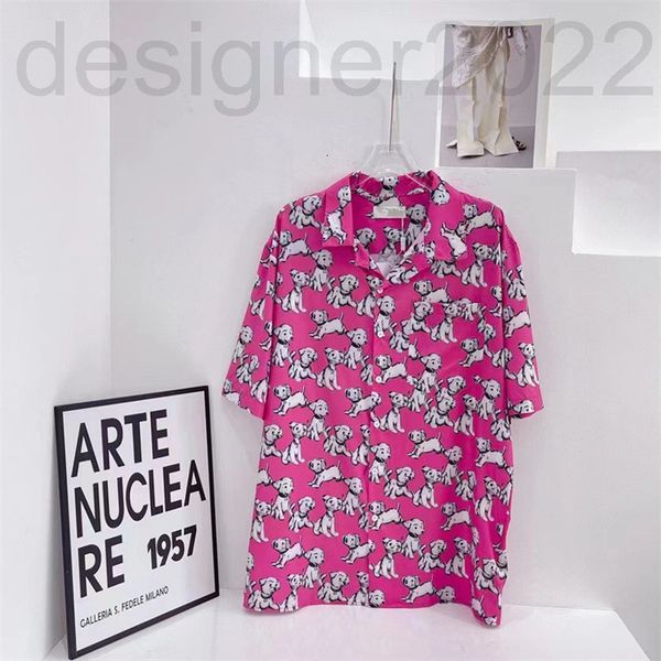 

women's blouses & shirts designer spring and summer puppy print short sleeve shirt women's loose design sense of minority coat fas, White