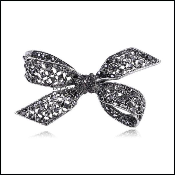 Jóias de broches de pinos 2021 Gun Vintage Gun Black Rhinestone Bowknot para mulheres roupas grandes pinos de broche Moda elegante entrega de gotas ndmj