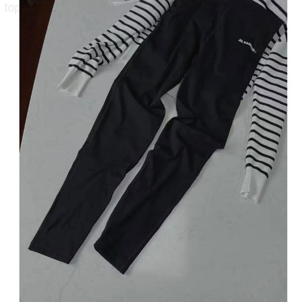 

women's leggings designer jil2022 spring new thin vertical pit strip solid color letter embroidery are versatile and gx2819 kkd1, Black