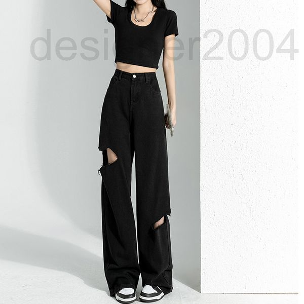 

women's shorts designer high street hole summer thin 2022 new versatile wide leg jeans women's high waist mop pants anrz, White;black