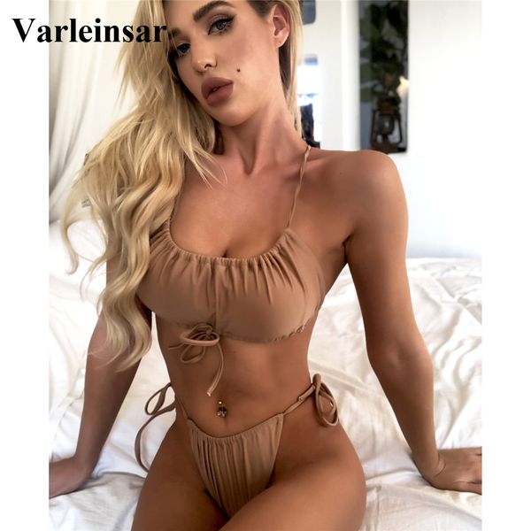 

frilled brazilian bikini women swimwear female swimsuit two-pieces bikini set high leg cut bather bathing suit swim v1994, White;black