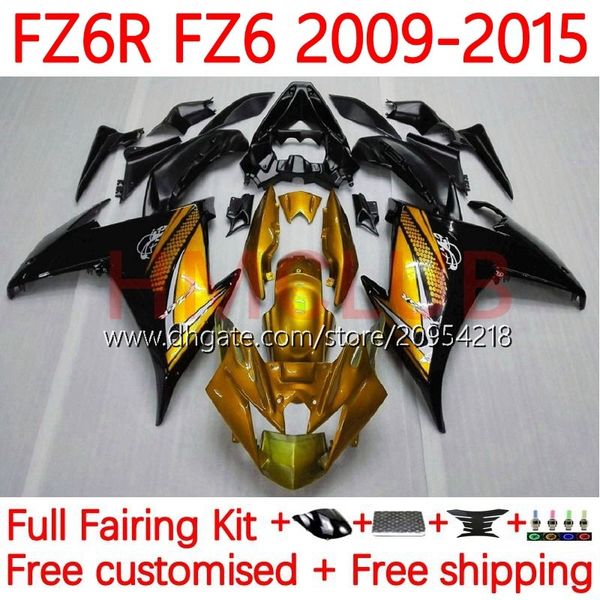 Fazitings Kit für Yamaha FZ6N FZ6 FZ 6R 6N 6 R N 600 09-15 BODYWORK 31NO.44 FZ-6R FZ600 FZ6R 09 10 11 12 13 14 15 FZ-6 N 2009 2012 2012 2013 2015 OEM Body Golden Schwarz
