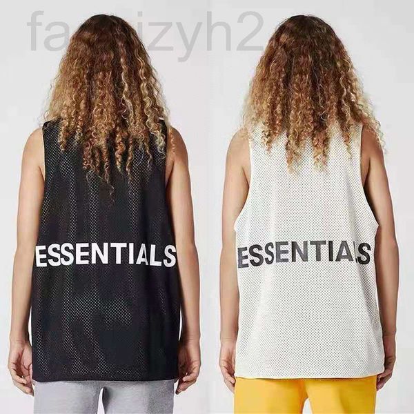 

men's t-shirts designer og sleeveless t-shirt men's feer ofgod multi thread essentials high street loose basketball mesh couple ve, White;black
