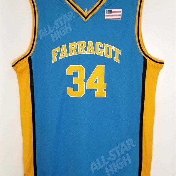 

xflsp 34 kevin garnett high school basketball jersey farragut retro throwback embroidery stitched any name and number, Black