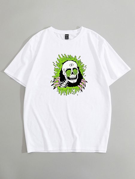 

romwe guys skull print tee s7na#, White;black