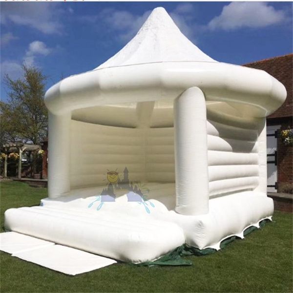Gigante 5x4m tapetes brancos de casamento inflável Jumping House Castle Party Princess Weddings Bouncing Trampoline
