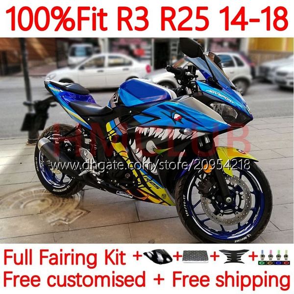 Moldões de injeção para Yamaha yzfr3 yzf-r25 yzfr25 14-18 carroceria 30no.191 yzf r 3 25 r3 r25 14 15 16 17 18 yzf-r3 2014 2015 2015 2017 2018 2018 OEM Body Kit Shark Fish