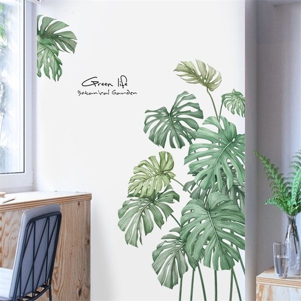 Green Life Nordic Style Turtle Leaf Piante Wall Sticker per soggiorno Frigorifero Porta Decorazione della parete Camera da letto Decor Wall Art T200601