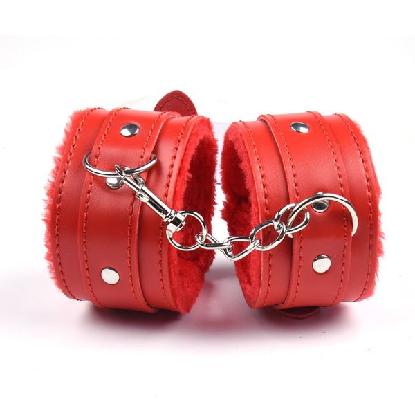 

nylon pu leather plush handcuff for restraints bondage toy
