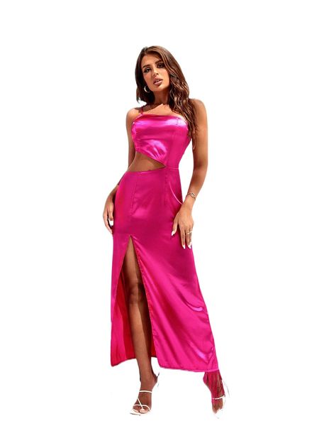 

cut out one shoulder slit thigh satin dress e6sk#, Black;gray