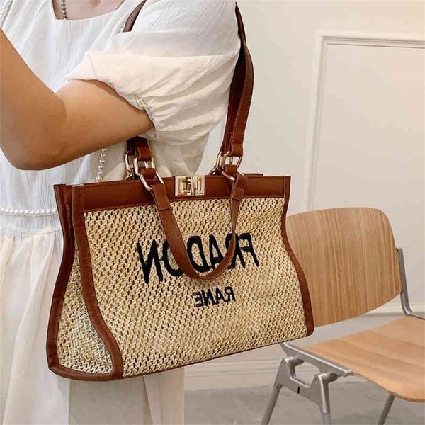 

discounts net red tote bag straw portable large for women summer fashion woven one shoulder armpit bag purses outlet online