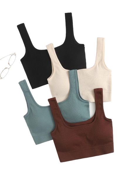 

4pack high support seamless rib-knit sports bra n9t8#, Gray