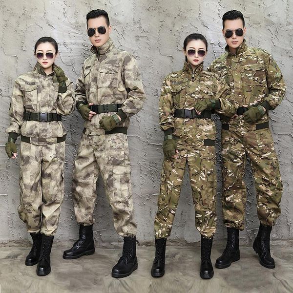 Gym Kleidung Männer Frauen Feld Kampf Armee Tops Hosen Sets Outdoor Camp Training Jagd Abgrifffeste Atmungsaktive Camouflage Taktische Uniform Anzug