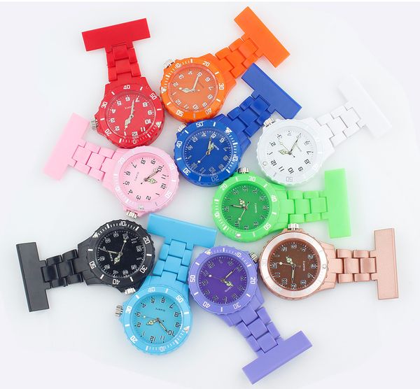 

fashion pocket nurse watches pin brooch big count pluse meter dial luminous hand women men stainless fob nurse watch, Slivery;golden