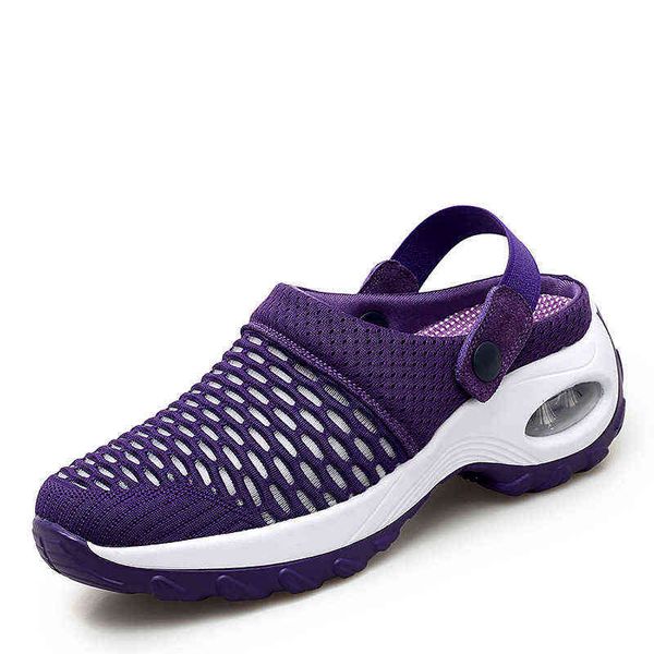 

fashion flying woven breathable mother sandals summer casual slippers air cushion thick soled overshoes, Black