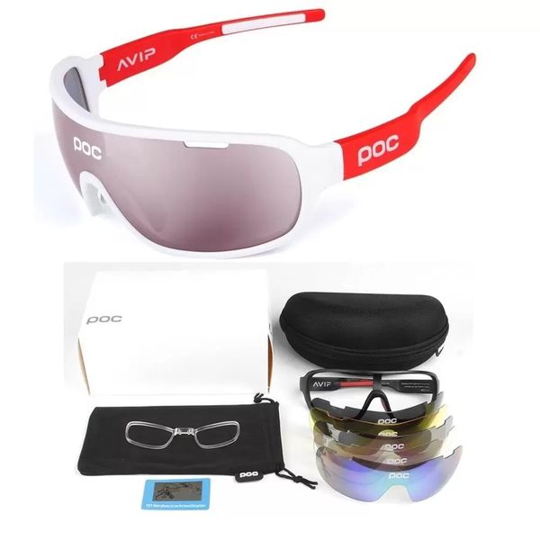 

Top Quality New POC 4 Lens Cycling Glasses Eyewear Bike Sport Sunglasses Men Women Mountain Bicycle Cycle Eyewear Lentes De Sol Para Outdoor With Box Case Q505