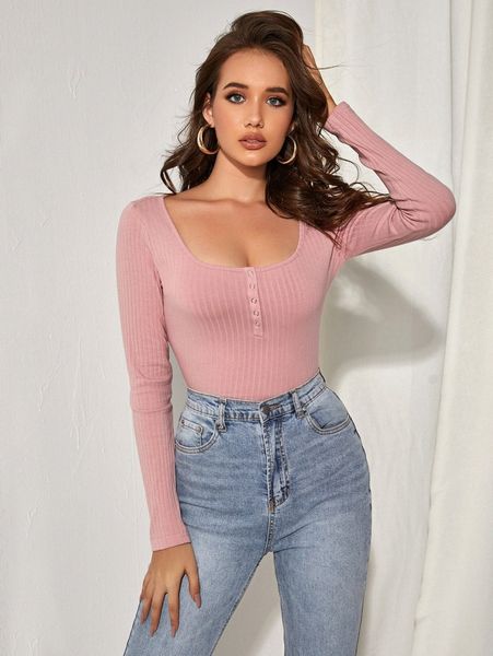 

buttoned front rib-knit fitted e6ou#, White