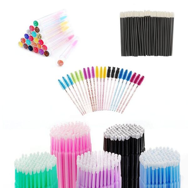 Palavras falsas de cílios de sobrancelha cosmética Brilhos de cílios de cílios Vias de pente de pente de pente de microbrushes mímel de maquiagem de pincel de lábios Microbrushes