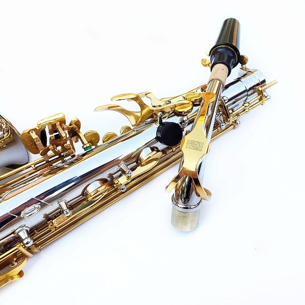 

soprano saxophone swo 37 nickel silver straight b flat sax musical with hard boxs