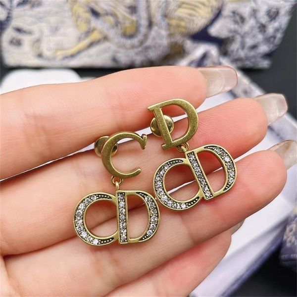 

ornament charm earring asymmetric full diamond female earrings vintage women's earrings accessories, Golden