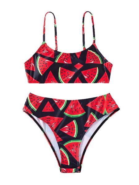 

watermelon print bikini swimsuit f2nd#, White;black