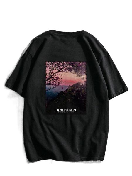 

men slogan & floral print tee d38k#, White;black