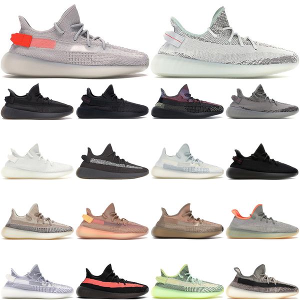 

2022 fashion running shoes boots men women yeezies static black reflective zebra clay yecheil cream bred beluga cinder tail light sneakers w