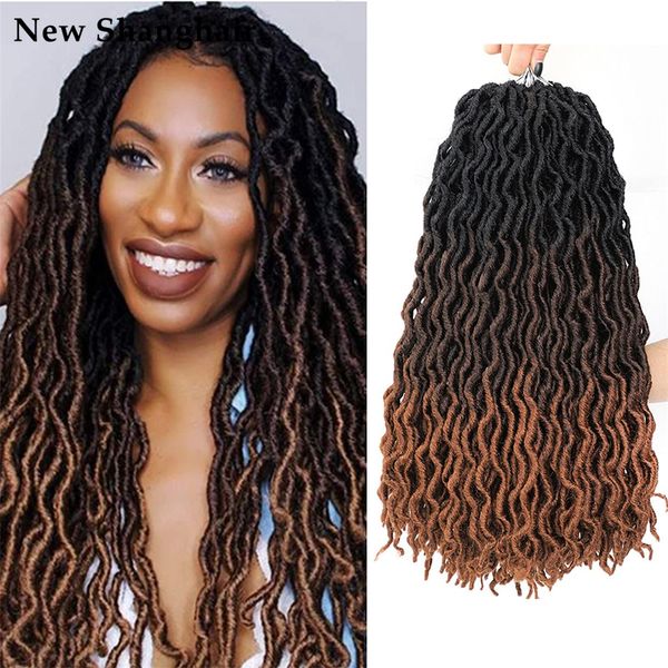 

18 inch faux locs crochet hair soft gypsy pre looped curly 24 strands/pack braiding bs18, Black