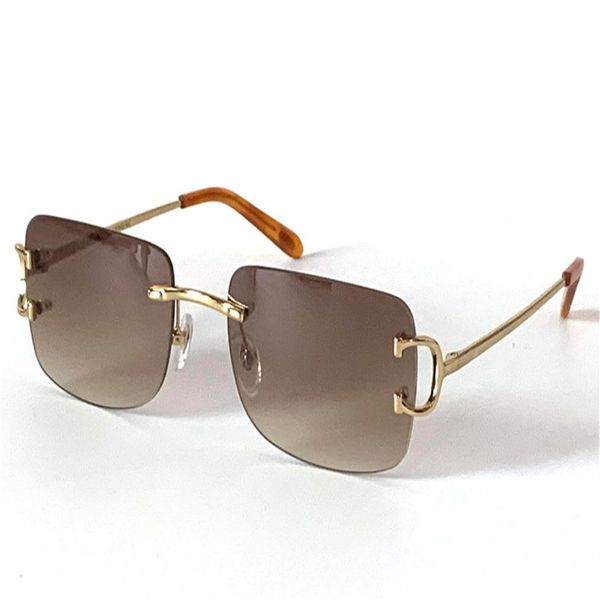 

sunglasses vintage 0104 men design small framless square shape retro glasses uv400 eyewear gold light color lens2760, White;black