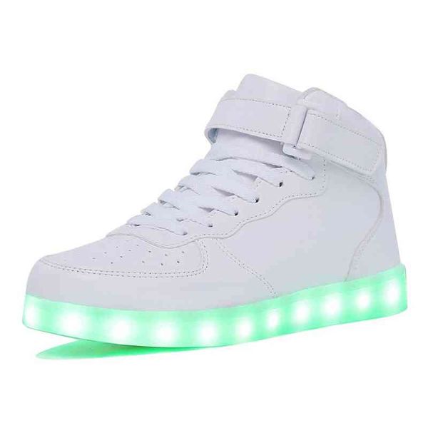 KRIATIV AdultKids Boy ve Girl's High Top LED Işıklı Ayakkabı Parlayan Sneakers Aydınlık Sole WomenMen Y220510