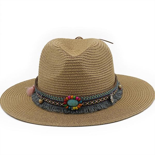 Breite Krempe Hüte 56-58-60CM Mode Panama Für Frauen Männer Jazz Fedoras Kühlung Sonne Sommer Atmungs Elegante Damen Party Hut Großhandel