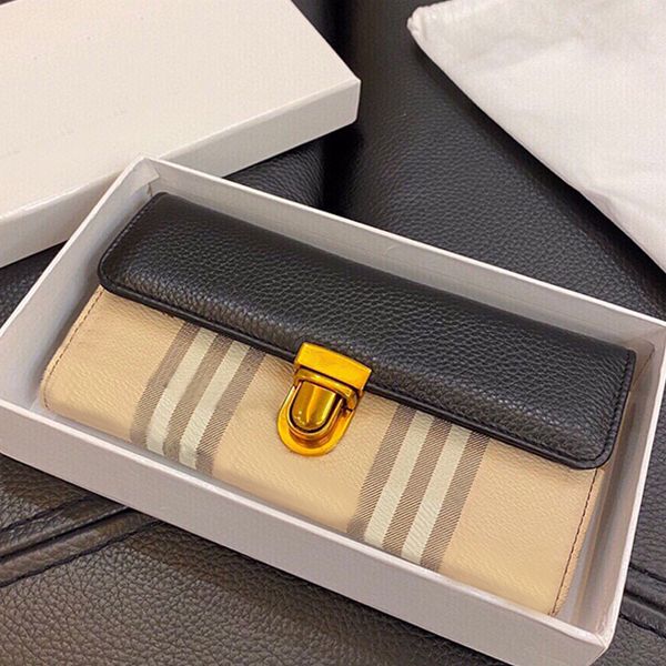 

women wallet clutch bag flap handbag coin bags interior card pocket cowhide leather fashion zipper gold hardware stripe handbags quality str
