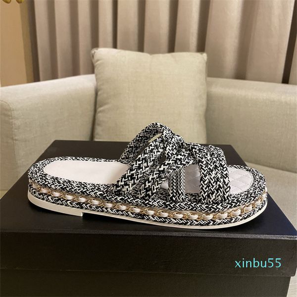 

sandals summer fashion ladies flat shoes shoes solid color hemp rope design, Black
