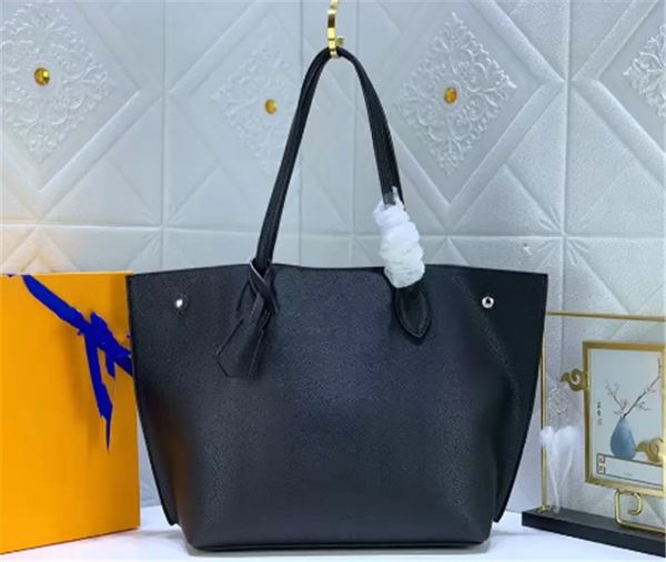 

fashion classic bags all-match genuine leather letter medium tote vintage messenger women handbags shoulder bag, Black