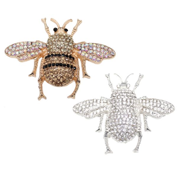 

50mm gold tone bee brooches flatback insect bumbee rhinestone brooch crystal enamel pin brooch for women, Gray