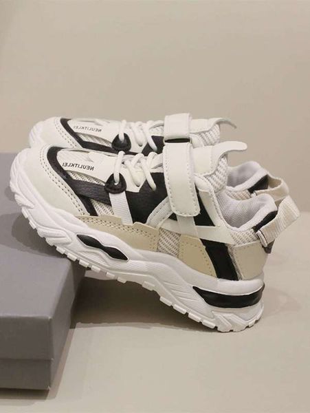 

boys letter graphic colorblock hook-and-loop fastener chunky sneakers she, Black