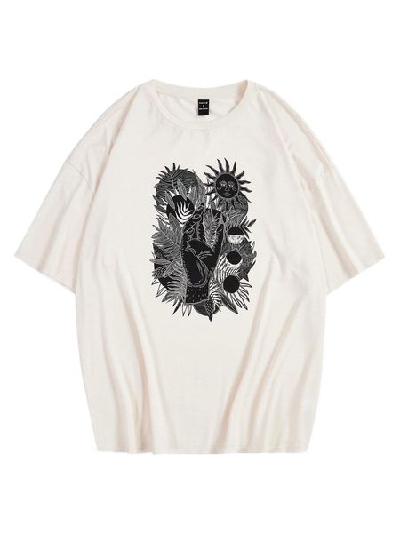 

x magdalena parfieniuk sun print drop shoulder t-shirt k7vk#, White