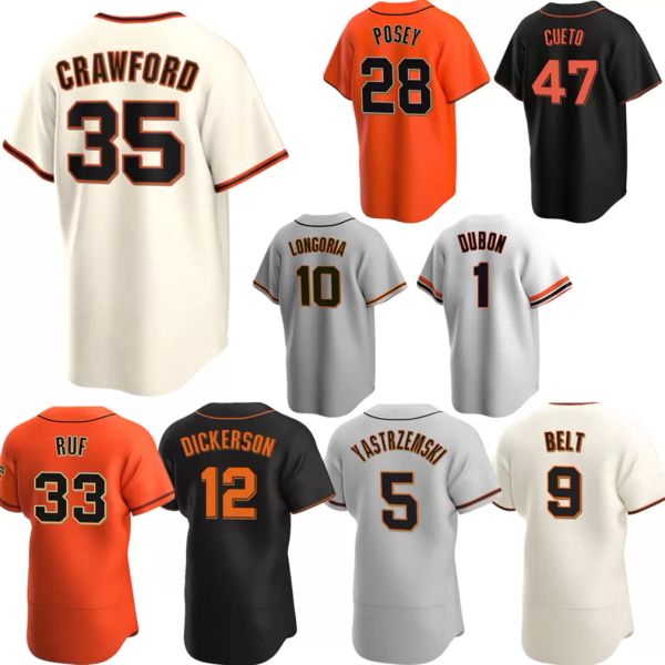 2022 Maglie di Brandon Crawford Evan Longoria Mike Yastrzemski Brandon Belt Buster Posey Darin Ruf Alex Dickerson Curt Casali User Women Youth Baseball Jersey