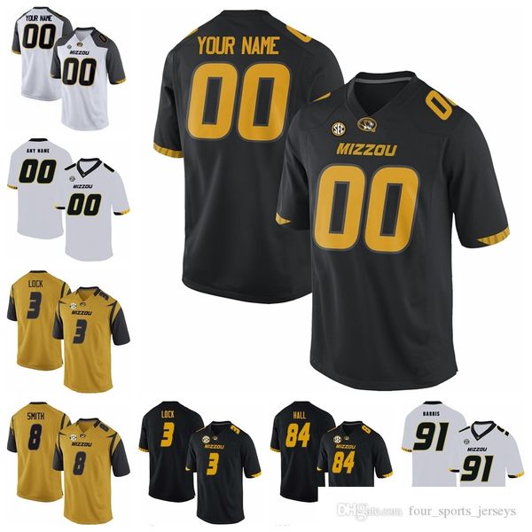 

ncaa mizzou missouri tigers college football jerseys 3 drew lock jersey kellen winslow justin smith jeremy maclin shane ray custom stitched, Black