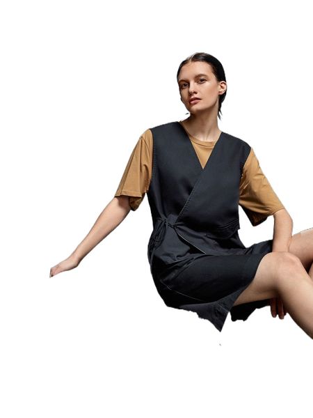 

x graye tie side wrap vest jacket without tee g7hc#, Black