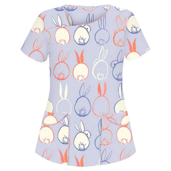 

happy easter t shirts rabbit printing enfermera short sleeve neck working pocket shirts aa, White