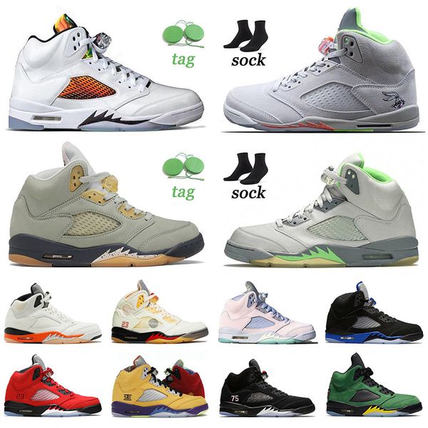 

men trainers 5 jumpman sports basketball shoes helmet hare jade horizon 5s blue bird racer blue raging easter green bean camo muslin designe
