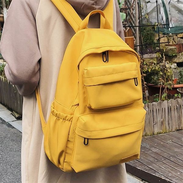 

hocodo waterproof nylon women solid color casual backpack for teenager large capacity ladies schoolbag 220722