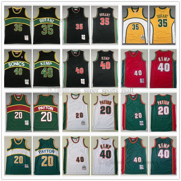 

retro mitchell&ness basketball jerseys 20 gary 35 kevin payton durant shaw 40 kemp stitched jersey shorts white stripe orange black red 1995